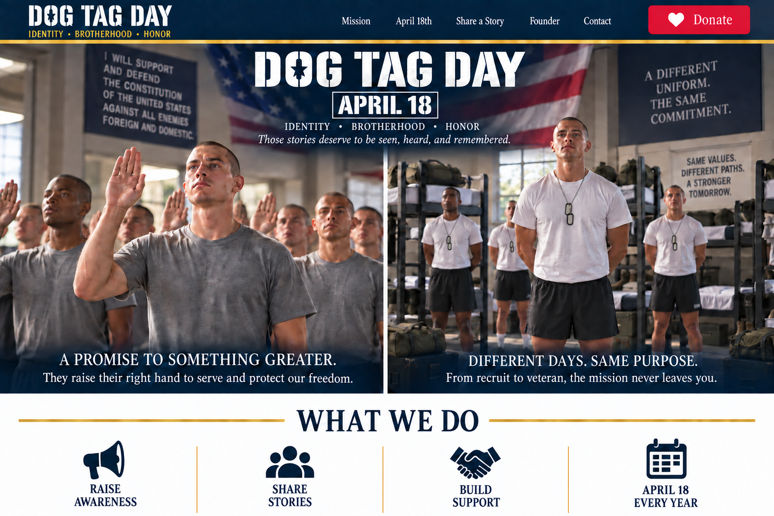 Recruits in the barracks wearing dog tags